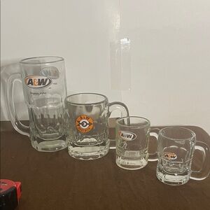 😄Vintage collection A&W soda mugs shot glasses heavy bundle root beer float